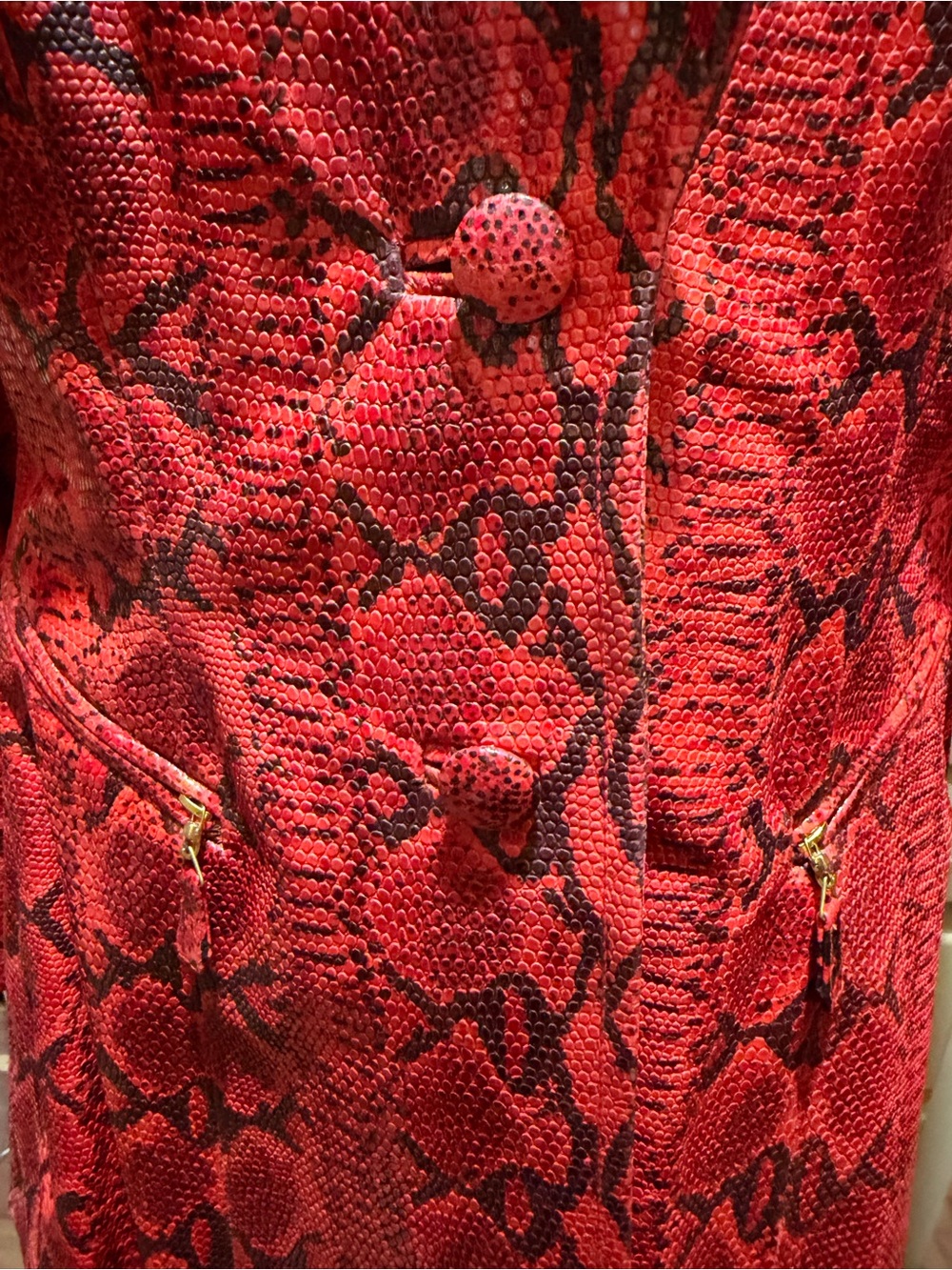 VTG Escada Red Python Snakeskin Embossed Leather Jacket - Picture 4 of 7